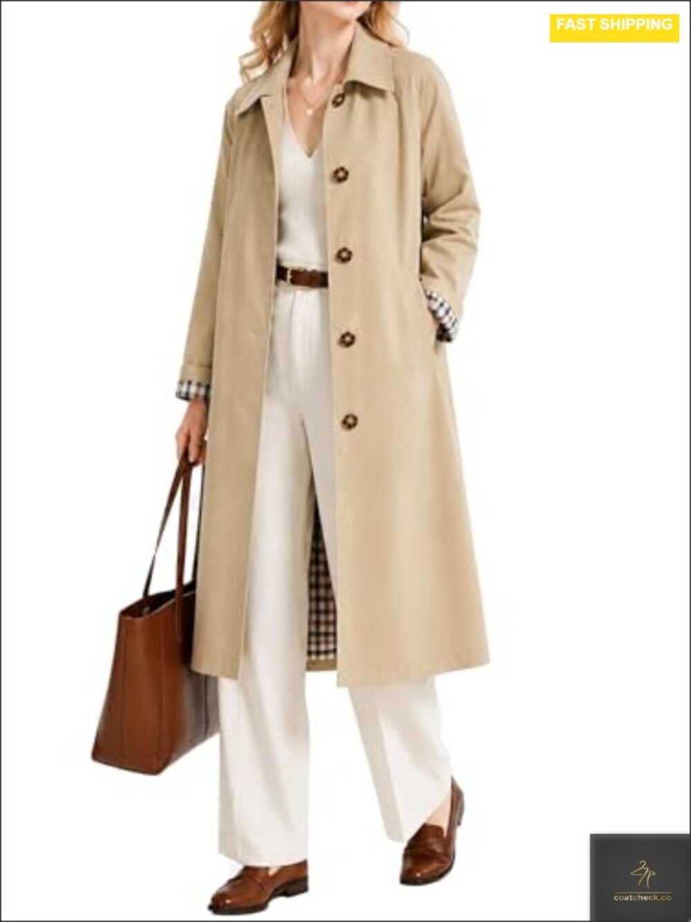Waterproof Trench Coat Lightweight Packable Long Rain Coat Single Breasted